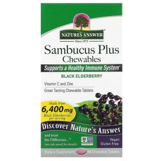 NATURE'S ANSWER Sambucus Plus Chewables Black Elderberry - Czarny bez (60 tabl.)