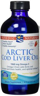 Nordic Naturals Arctic Cod Liver Oil 1060mg (Olej z Wątroby Dorsza)  237ml - Truskawka