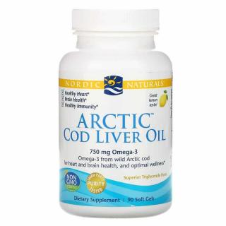 NORDIC NATURALS Arctic Cod Liver Oil (Olej z Wątroby Dorsza) 90 Kapsułek Cytrynowych