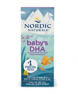Nordic Naturals Baby's DHA 1050mg - Omega 3 dla dzieci z witaminą D3 w kroplach 60ml