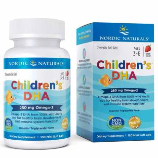 Nordic Naturals Children's DHA 250mg (Omega-3 dla Dzieci) 180 kapsułek żelowych - Truskawka