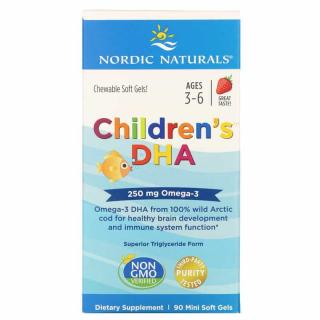 Nordic Naturals Children's DHA 250mg (Omega-3 dla Dzieci) 90 kapsułek żelowych Truskawka