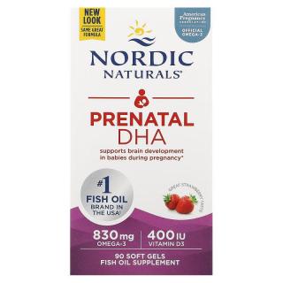 Nordic Naturals Prenatal DHA 830mg (Omega-3 z Witaminą D3 dla Kobiet w Ciąży) - 90 kaps - Truskawkowe