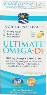 NORDIC NATURALS Ultimate Omega-D3 1280mg (Kwasy Omega-3, EPA, DHA z Witaminą D3) 60 Kapsułek żelowych