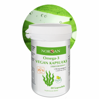 NORSAN Omega-3 Vegan (Olej z alg morskich) 80 Kapsułek