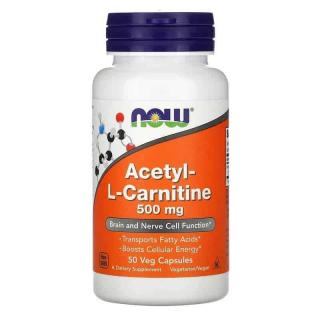 NOW FOODS Acetyl L-Carnitine 500mg (Acetyl L-Karnityna) 50 Kapsułek wegańskich