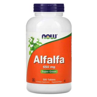 NOW FOODS Alfalfa 650mg (Lucerna) 500 Tabletek wegetariańskich