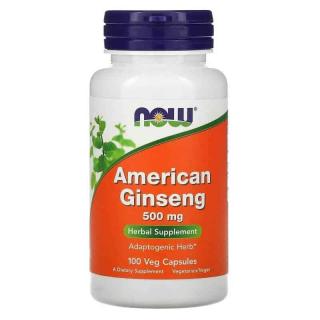 NOW FOODS American Ginseng 500mg (Żeń-szeń Amerykański) 100 Kapsułek wegetariańskich