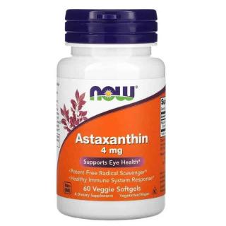 NOW FOODS Astaxanthin 4mg (Astaksantyna) 60 Kapsułek żelowych wegetariańskich