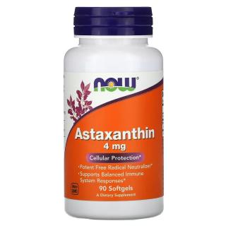 NOW FOODS Astaxanthin 4mg (Astaksantyna) 90 Kapsułek żelowych wegetariańskich