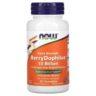 NOW FOODS BerryDophilus Extra Strength 10 Billion(Probiotyk, Wsparcie układu pokarmowego) 50 Tabletek do żucia