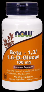 NOW FOODS Beta 1,3/1,6- D-Glucan (Beta 1,3/1,6- D-Glukan) 100 mg - 90 kapsułek wegańskich