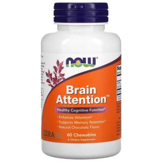 NOW FOODS Brain Attention (Mózg, Funkcje Poznawcze) 60 Tabletek do żucia