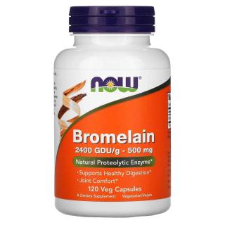 NOW FOODS Bromelain 500mg (Bromelaina) 120 Kapsułek wegetariańskich