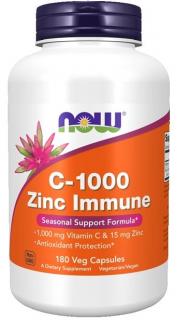 NOW FOODS C-1000 Zinc Immune (180 kaps.)
