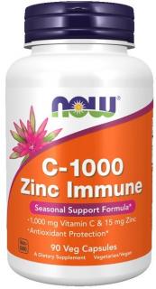 NOW FOODS C-1000 Zinc Immune (90 kaps.)
