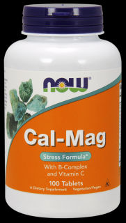 NOW FOODS Cal-Mag Stress Formula z B-Complex i Wit. C (Wapń Magnez) - 100 tabletek wegańskich