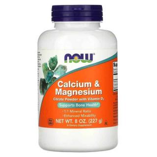 NOW FOODS Calcium  Magnesium Citrate Powder with Vitamin D3 (Cytrynian Wapnia i Magnezu z Witaminą D3) 227g