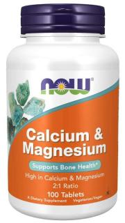 NOW FOODS Calcium  Magnesium (Wapń i Magnez) 100 Tabletek wegetariańskich