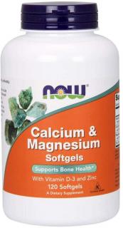 NOW FOODS Calcium  Magnesium with Vit D and Zinc (Wapń i Magnez z Witaminą D i Cynkiem) 120 Kapsułek żelowych