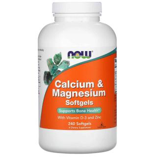 NOW FOODS Calcium  Magnesium with Vitamin D and Zinc (Wapń, Magnez w Witaminą D i Cynkiem) 240 Softgels