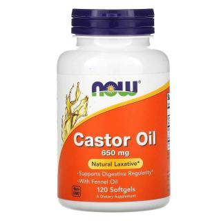 NOW FOODS Castor Oil 650mg (Olej rycynowy) 120 Kapsułek żelowych