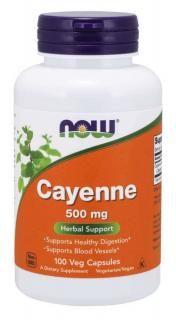 NOW FOODS Cayenne 500mg (Pieprz Kajeński) 100 Kapsułek wegetariańskich