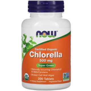 NOW FOODS Certified Organic Chlorella 500mg (Odporność, Antyoksydacja) 200 Tabletek wegetariańskich