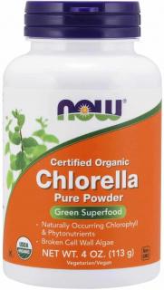 NOW FOODS Certified Organic Chlorella Pure Powder (Odporność, Antyoksydacja) 113g