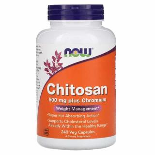 NOW FOODS Chitosan Plus Chromium 500mg (Chitozan plus Chrom) 240 Kapsułek wegetariańskich