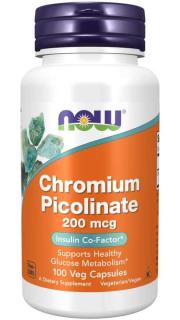 NOW FOODS Chromium Picolinate 200mcg (Pikolinian chromu) 100 Kapsułek wegetariańskich