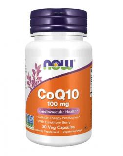 NOW FOODS CoQ10 with Hawthorn Berry 100mg (Koenzym Q10 z Jagodą Głogu) 30 Kapsułek wegetariańskich