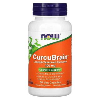 NOW FOODS CurcuBrain 400mg (Kurkumina, Funkcje poznawcze) 50 Kapsułek wegetariańskich