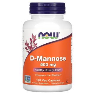 NOW FOODS D-Mannose (D-Mannoza) 500mg - 120 kapsułek wegańskich