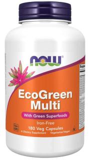 NOW FOODS EcoGreen Multi Vitamin Iron Free (Multiwitamina) 180 Kapsułek wegetariańskich