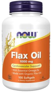 NOW FOODS Flax Oil 1000mg (Olej lniany, Wsparcie układu krążenia) 100 Kapsułek żelowych