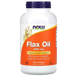 NOW FOODS Flax Oil 1000mg (Olej lniany, Wsparcie układu krążenia) 250 Kapsułek żelowych