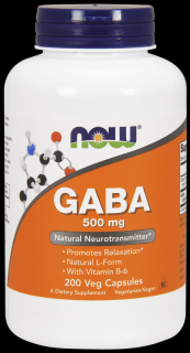 NOW FOODS GABA 500mg z Witaminą B6 - 200 kapsułek wegańskich