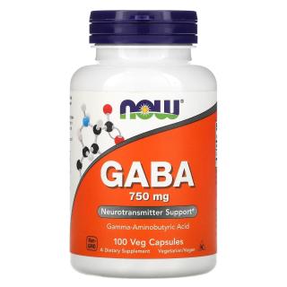 NOW FOODS GABA 750mg (Kwas gamma-aminomasłowy) 100 Kapsułek wegetariańskich