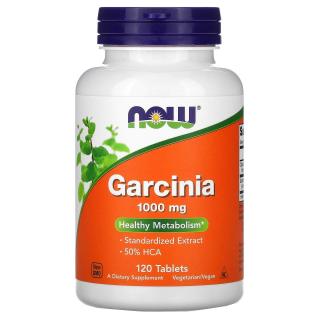 NOW FOODS Garcinia 1000mg (Tamaryndowiec malabarski, Zdrowy Metabolizm) 120 Tabletek wegetariańskich