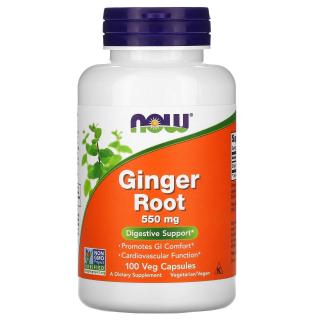 NOW FOODS Ginger Root 550mg (Korzeń imbiru, Wsparcie trawienia) 100 Kapsułek wegetariańskich