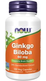 NOW FOODS Ginkgo Biloba 60mg (Miłorząb Japoński) 120 Kapsułek wegetariańskich