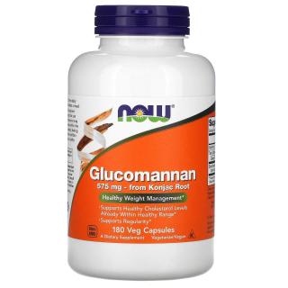 NOW FOODS Glucomannan 575mg (Glukomannan) 180 Kapsułek wegetariańskich