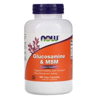 NOW FOODS Glucosamine  MSM (Zdrowie stawów) 180 Kapsułek wegetariańskich