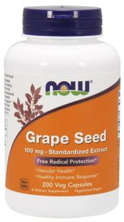 NOW FOODS Grape Seed - Wyciąg z nasion winogron 100 mg + Witamina C (200 kaps.)