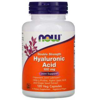 NOW FOODS Hyaluronic Acid Double Strength 100mg (Kwas hialuronowy) 120 Kapsułek wegetariańskich