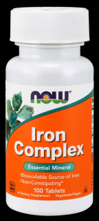 Now Foods Iron Complex Żelazo - 100 tabletek wegetariańskich