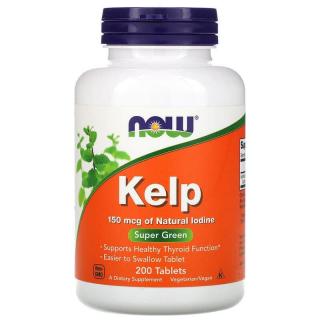 NOW FOODS Kelp 150mcg (Zdrowa Tarczyca, Jod) 200 Tabletek