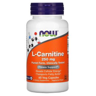 NOW FOODS L-Carnitine 250mg (L-Karnityna) 60 Kapsułek wegetariańskich