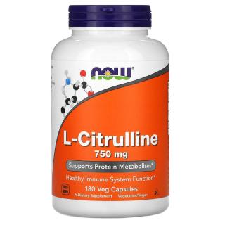 NOW FOODS L-Citrulline 750mg (L-Cytrulina) 180 Kapsułek wegetariańskich